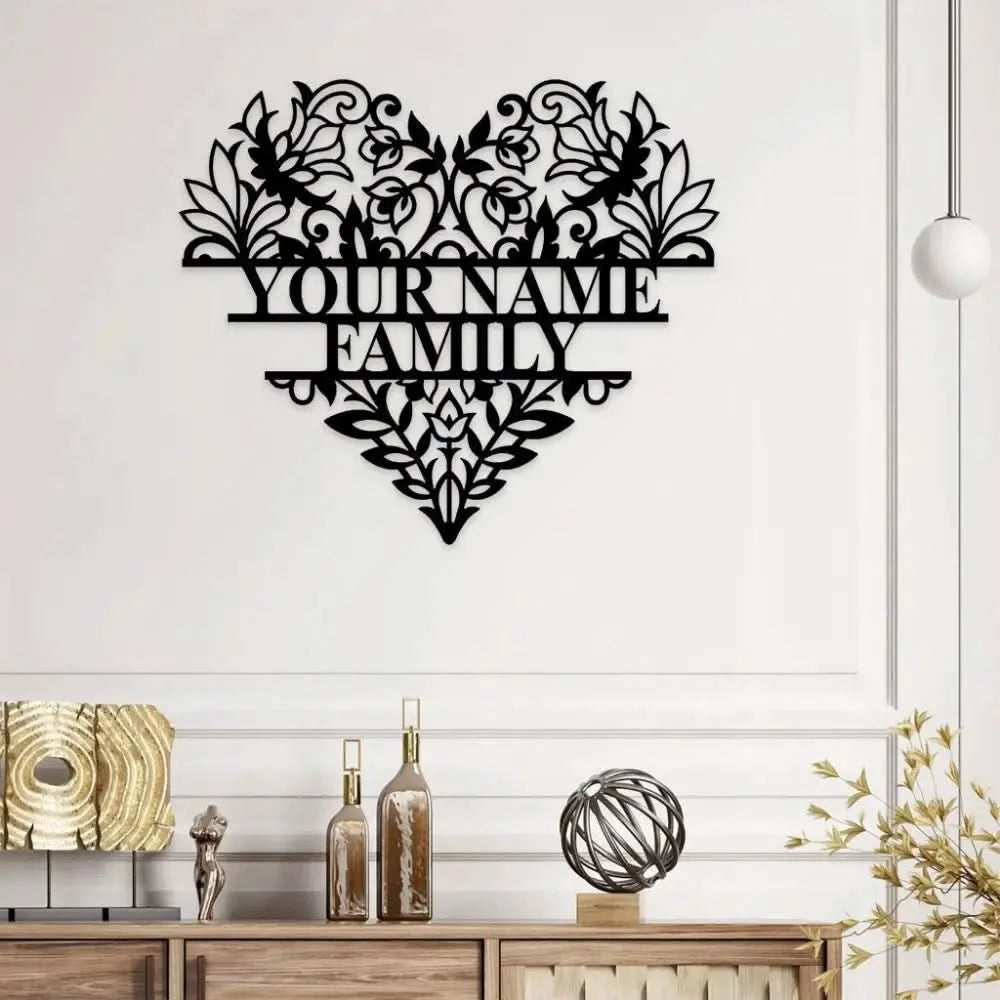 Personalized Heart metal Sign - Heart Metal Wall Art - Love Family Name Metal Sign - Custom Heart Metal Sign