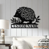 Personalized Hedgehog Monogram Metal Sign with LED Lights – Custom Hedgehog Name Sign – Hedgehog Lover Wall Art & Home