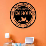 Personalized Hen House Sign with Led Light Chicken Coop Sign Farm Metal Sign Metal Farm Coop Sign Custom Chicken Coop