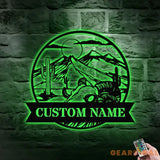 Personalized Hill Family Name Metal LED Sign House - Last Name Initial Hanging - Personalize Mountain Metal Sign