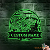 Personalized Hill Family Name Metal LED Sign House - Last Name Initial Hanging - Personalize Mountain Metal Sign