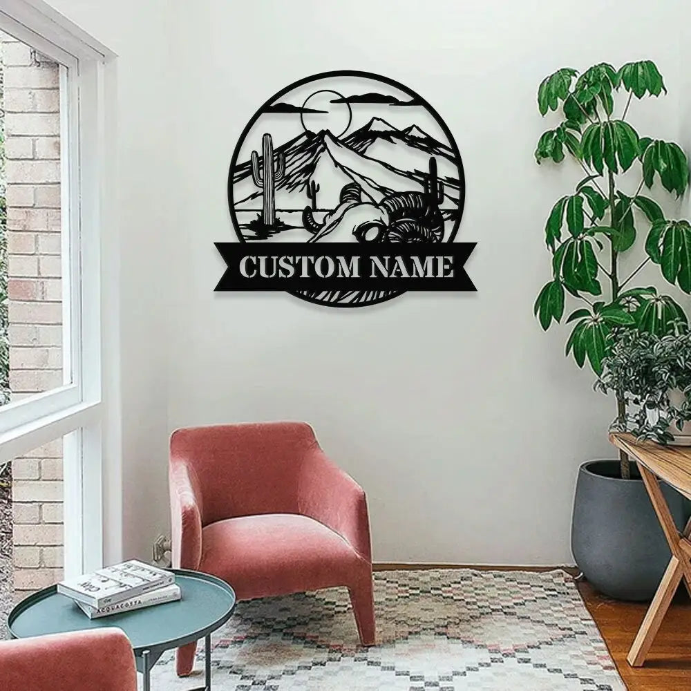 Personalized Hill Family Name Metal LED Sign House - Last Name Initial Hanging - Personalize Mountain Metal Sign