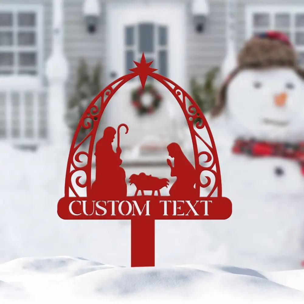 Personalized Holy Family Nativity Metal Sign - Custom Christmas Outdoor Decor - Religious Metal Art for Lawn Yard or