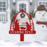 Personalized Holy Family Nativity Metal Sign - Custom Christmas Outdoor Decor - Religious Metal Art for Lawn Yard or