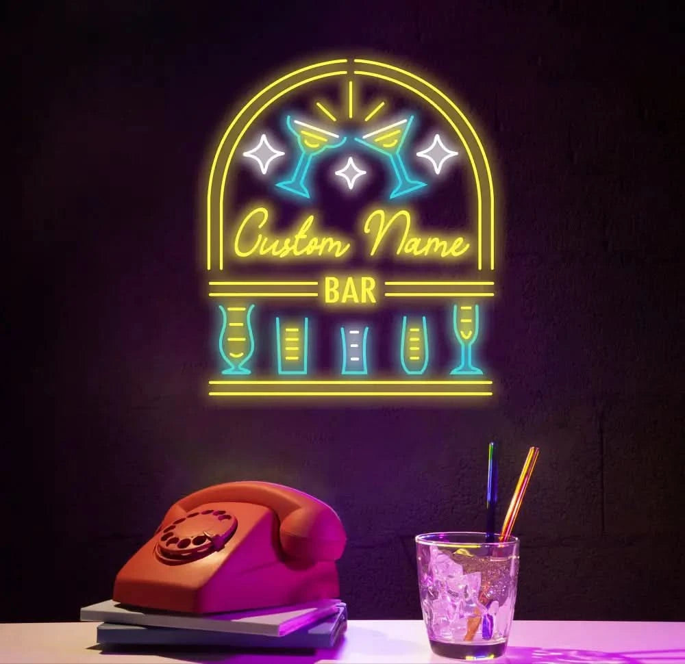 Personalized Home Bar Neon Sign Custom Name Bar Neon Sign Neon Sign Gifts Neon Sign for Dad Christmas Gift Neon Man