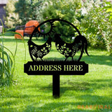 Personalized Home Farm Address Metal Stake - Family Name Initial Hanging - Personalize Chicken Metal Sign - Metal Decor