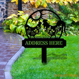 Personalized Home Farm Address Metal Stake - Family Name Initial Hanging - Personalize Chicken Metal Sign - Metal Decor