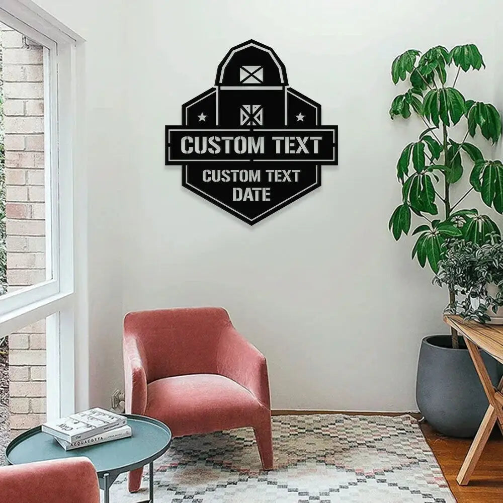 Personalized Home Farm Metal Address Sign - Last Name Initial Hanging - Personalize Metal Sign - Metal Decor - Wall