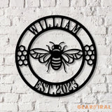 Personalized Honey Bee Metal Sign with LED Lights Metal Bee Decor Custom Garden Sign Garden Sign - Gearviral