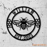 Personalized Honey Bee Metal Sign with LED Lights Metal Bee Decor Custom Garden Sign Garden Sign - Gearviral