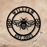 Personalized Honey Bee Metal Sign with LED Lights Metal Bee Decor Custom Garden Sign Garden Sign - Gearviral