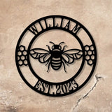 Personalized Honey Bee Metal Sign with LED Lights Metal Bee Decor Custom Garden Sign Garden Sign - Gearviral