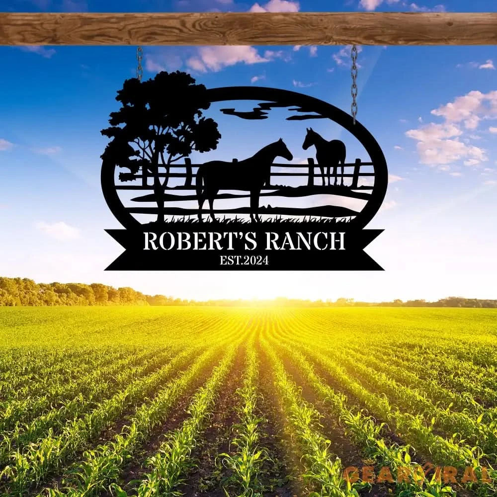 Personalized Horse Ranch Metal Sign - Horse Farm Metal Sign - Horse Barn Decor - Custom Farmhouse Sign | GearViral