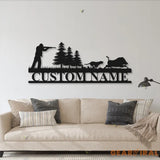 Personalized Hound Wild Boar Hunting Metal Wall Art Led Light - Custom Hunter Name Sign Decoration For Living Room