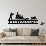 Personalized Hound Wild Boar Hunting Metal Wall Art Led Light - Custom Hunter Name Sign Decoration For Living Room