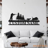 Personalized Hound Wild Boar Hunting Metal Wall Art Led Light - Custom Hunter Name Sign Decoration For Living Room
