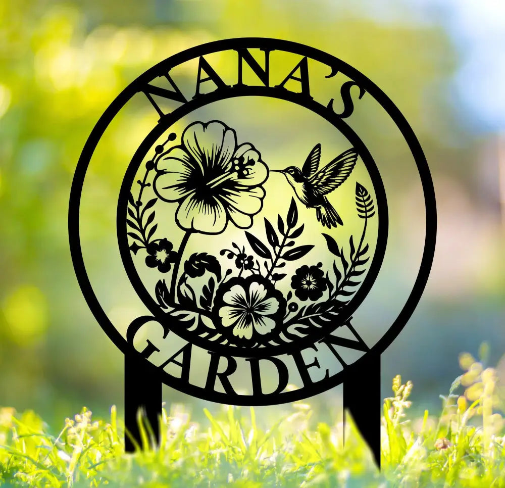 Personalized Hummingbird Metal Garden Decor Stake - Hummingbird Garden Sign - Garden Decor - Custom Garden Name Sign