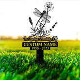 Personalized In Loving Memory Memorial Stake Metal Dragonfly Memorial Stake Custom Name Metal Sign Grave Marker