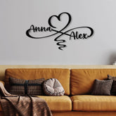 Personalized Infinity Heart Led Light Metal Sign Couple Name Sign Family Established Custom Love Wall Art Engagement
