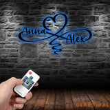 Personalized Infinity Heart Led Light Metal Sign Couple Name Sign Family Established Custom Love Wall Art Engagement