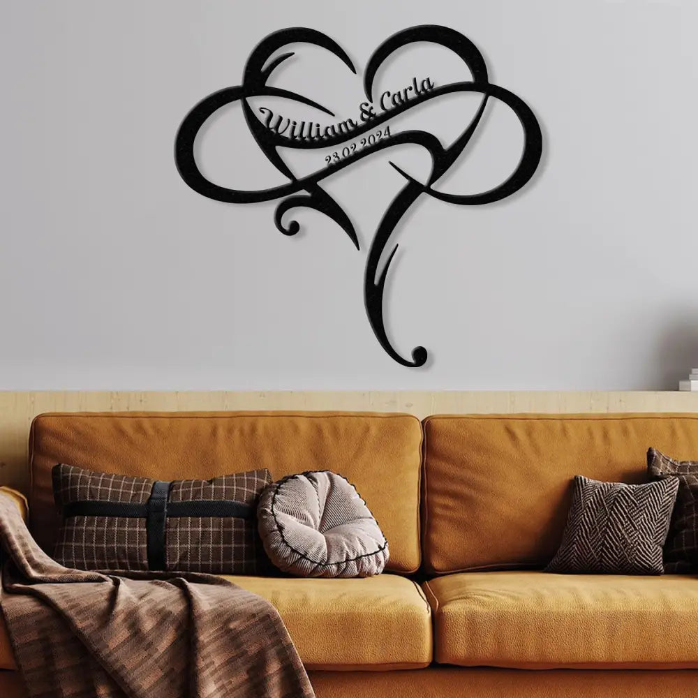 Personalized Infinity Heart Led Light Metal Sign Couple Name Sign Family Established Custom Love Wall Art Engagement