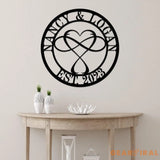 Personalized Infinity Heart Led Light Metal Sign Couple Name Sign Family Established Custom Love Wall Art Engagement