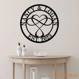 Personalized Infinity Heart Led Light Metal Sign Couple Name Sign Family Established Custom Love Wall Art Engagement