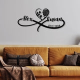 Personalized Infinity Rose Led Light Metal Sign Couple Name Sign Family Established Custom Love Wall Art Engagement