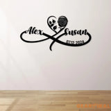 Personalized Infinity Rose Led Light Metal Sign Couple Name Sign Family Established Custom Love Wall Art Engagement