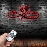 Personalized Infinity Rose Led Light Metal Sign Couple Name Sign Family Established Custom Love Wall Art Engagement