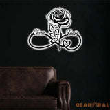 Personalized Infinity Rose Led Light Metal Sign Couple Name Sign Family Established Custom Love Wall Art Engagement
