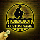 Personalized Ironworker LED Metal Sign – Custom Welder Name Sign – Unique Ironworker Wall Decor – Xmas or Birthday Gift
