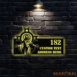 Personalized Jesus Number Address - Christian Address Sign - Name Initial Hanging - Personalize Metal Sign - Jesus
