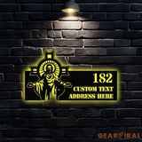 Personalized Jesus Number Address - Christian Address Sign - Name Initial Hanging - Personalize Metal Sign - Jesus