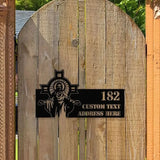 Personalized Jesus Number Address - Christian Address Sign - Name Initial Hanging - Personalize Metal Sign - Jesus