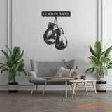 Personalized King Boxer Name Sign with LED Light - Custom Boxing Gloves Metal Wall Art - Boxing for Home Decor & Gift