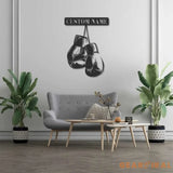 Personalized King Boxer Name Sign with LED Light - Custom Boxing Gloves Metal Wall Art - Boxing for Home Decor & Gift