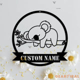 Personalized Koala Metal Wall Art LED Light Custom Koala Baby Lover Name Sign Home Decor Kid Nursery Decoration