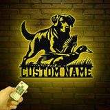 Personalized Labrador Retriever Hunting Sign with Led Light Custom Dog Metal Sign Duck Hunting Decor Rustic Hunting