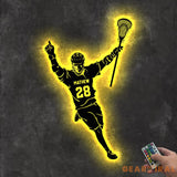 Personalized Lacrosse Player Metal Wall Art LED Light Custom Lacrosse Goalie Name Sign Home Decor Lacrosse Stick Kid
