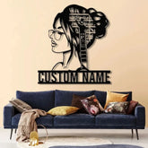 Personalized Lady Library Metal Sign with LED Lights - Custom Bookshelf Sign - Bookworm Library Decor - Reading Room &