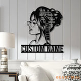 Personalized Lady Library Metal Sign with LED Lights - Custom Bookshelf Sign - Bookworm Library Decor - Reading Room &