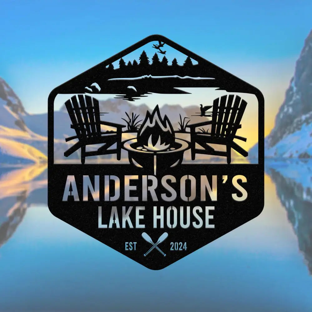 Personalized Lake House Metal Sign Forest Lake Sign Family Name Lake House Sign Camping Metal Sign Lake House Decor