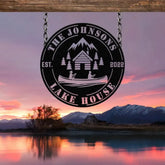 Personalized Lake House Metal Sign Forest Lake Sign Family Name Lake House Sign Camping Metal Sign Lake House Decor