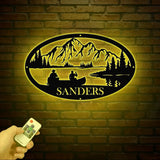 Personalized Lake House Metal Sign with LED Lights – Custom Lake House Name Sign – Forest Lake Wall Art & Camping Decor