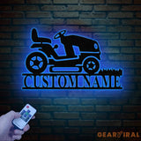 Personalized Lawn Mower Metal Wall Art LED Light Custom Zero Turn Mower Name Sign Landscaping Decor Garage Wall Art
