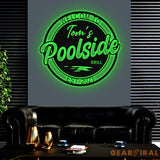 Personalized LED Backyard Pool Metal Sign Outdoor Light Up Pool Decor Metal Wall Decor Patio Decor Personalized Metal