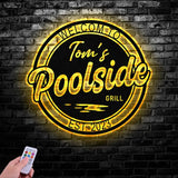 Personalized LED Backyard Pool Metal Sign Outdoor Light Up Pool Decor Metal Wall Decor Patio Decor Personalized Metal