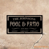 Personalized LED Backyard Pool & Patio Metal Sign Outdoor light up Pool Decor Outdoor Pool Sign Outdoor Patio Sign