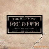 Personalized LED Backyard Pool & Patio Metal Sign Outdoor light up Pool Decor Outdoor Pool Sign Outdoor Patio Sign
